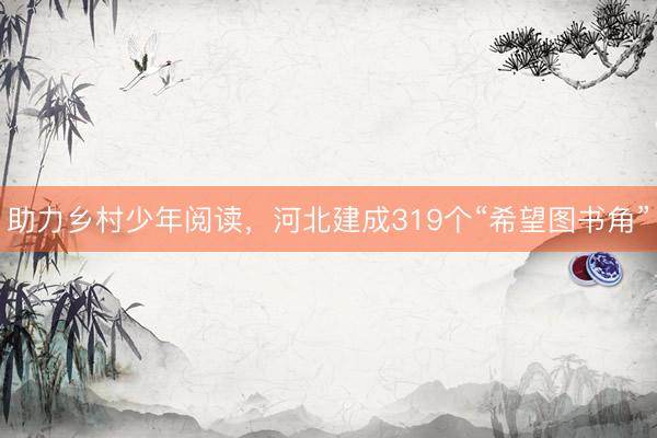 助力乡村少年阅读,河北建成319个“希望图书角”